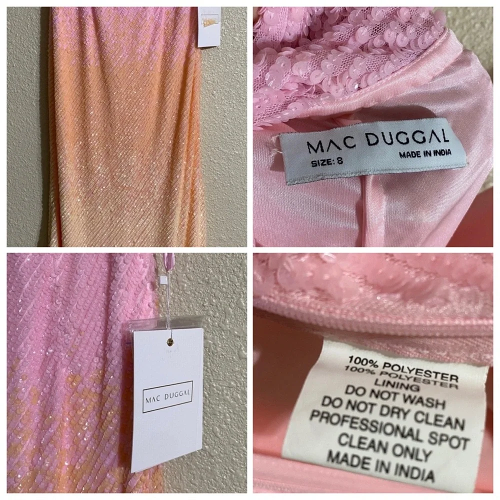 SOLD Mac Duggal 5763 Sunset Ombre Pink Sequin Open Back Maxi Gown Dress Size 8 - Picture 10 of 16